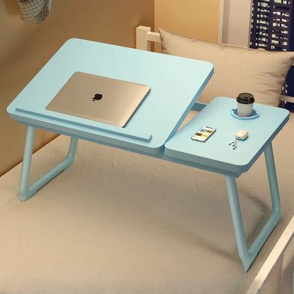 Work/Study in Bed Comfortably  Adjustable & Foldable Lap Desk with Cup Holder, Ventilated Design Prevents Overheating.