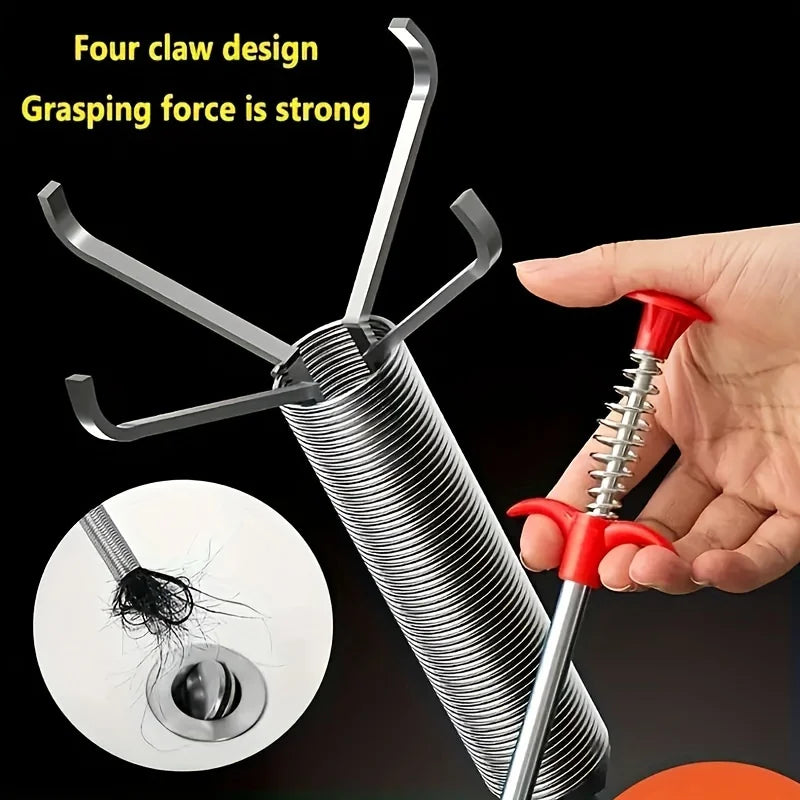 90/160cm Multifunctional Pipe Dredging Tool Bendable Drain Auger Sewer Hair Cleaning Claw Spring Loaded Grabber Pickup Pipe Tool