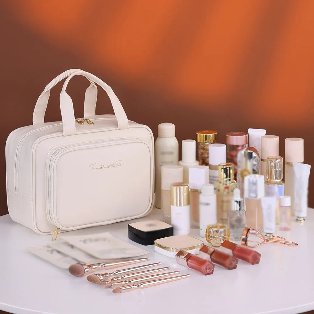 Large Capacity PU Cosmetic Bag Portable Makeup Organizer Options For Travel & Daily Use, Cosmetic Toiletry Storage