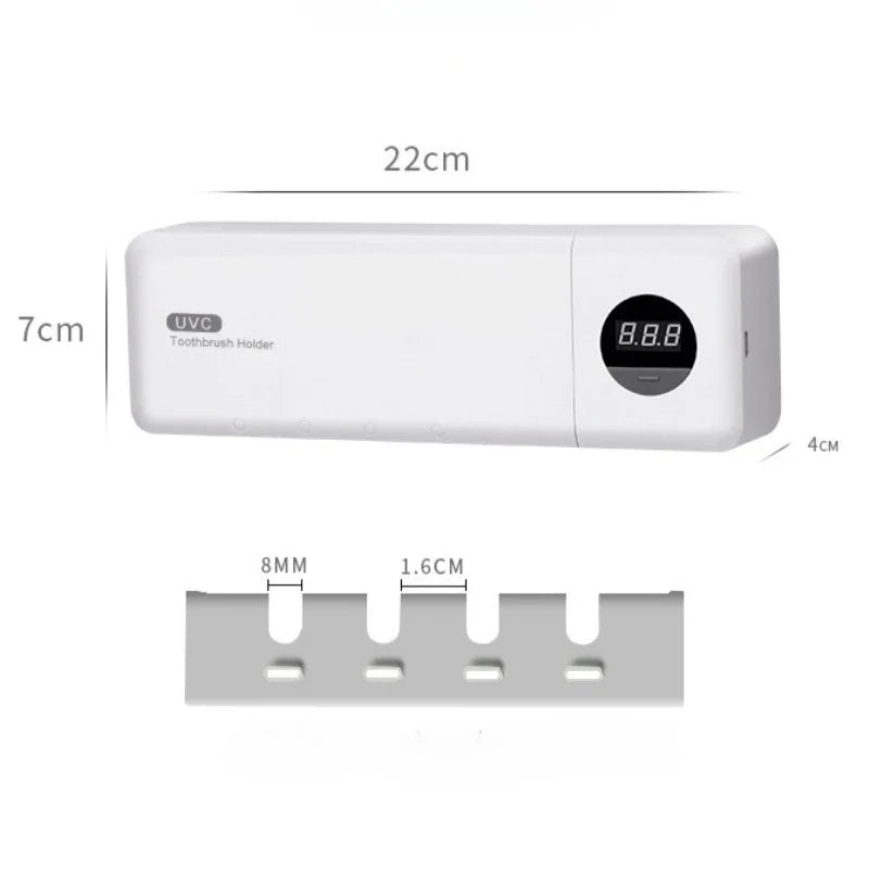 Intelligent UV Toothbrush Sterilizer USB Charging Wall-Mounted No-Drill Toothbrush Cleaner Bathroom Toothbrush Holder Organizer