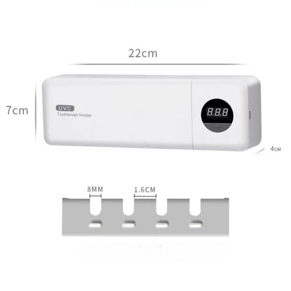 Intelligent UV Toothbrush Sterilizer USB Charging Wall-Mounted No-Drill Toothbrush Cleaner Bathroom Toothbrush Holder Organizer