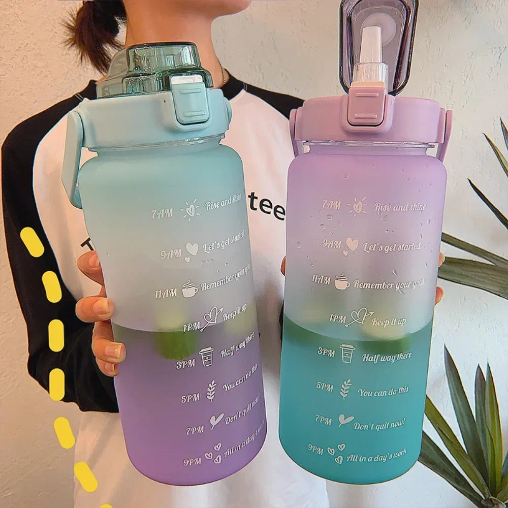 Large Capacity Water Cup Summer Sports 2000ml Graduated Straw Plastic Cup High Temperature Frothed Outdoor Sports Kettle