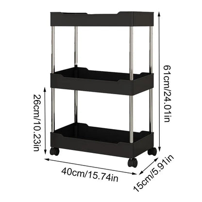 Storage Organizer With Wheels 3/4 Tier Organizer Utility Cart With Wheels Hollow Design Storage Shelves For Kitchen Work Area