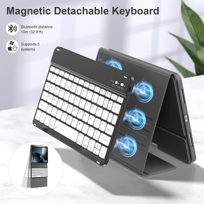 Drivego Keyboard Casefor iPad A16 11th/10th Genration (2025/2022 11/10.9 Inch) with Pencil Holder, Anti-fall Keycaps Detachable Bluetooth Keyboard Cover for iPad 10/11, QWERTY UK Layout, SpaceGrey