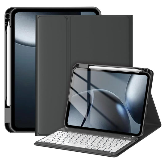Étui-clavier Drivego pour iPad A16 11e/10e génération (2025/2022 11/10,9 pouces) avec porte-crayon, touches antichoc, clavier Bluetooth détachable pour iPad 10/11, disposition QWERTY britannique, gris sidéral